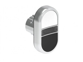 Metalowy przycisk fi22mm 2 klawiszowy samoczynny powrót 2 kryte, podświetlany Biały-Czarny LPSBL7114