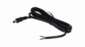 Wtyk DC 5.5x2.1 przewód czarny 150cm 18awg
