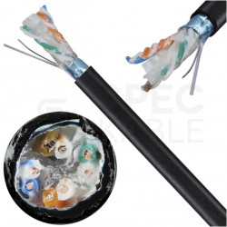 Kabel sieciowy F/UTP kat.6 skrętka 4x2x0,57mm zewnętrzny żelowany PE czarny Alantec