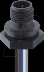 1230 05 T16CW100 0,5M Panel mount connector, M12, 5-pin, male, black