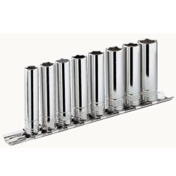 Zestaw nasadek rozmiar napędu 3/8 cala elementy: 8 Facom typ napędu Kwadratowy gniazdo 1/4" , 5/16" , 3/8" , 7/16" ,