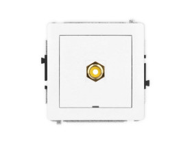 DECO Mechanizm gniazda pojedynczego RCA, bez pola opisowego (typu cinch - żółty, pozłacany) biały mat 25DGRCABO-1 KARLIK