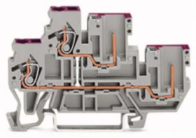 2-wire/2-pin double level terminal, spring-clamp connection, 0.08-2.5 mm², 1 pole, 16 A, 6 kV, gray, 870-108