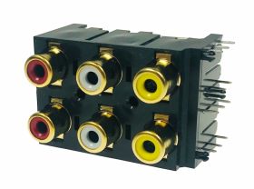 Gniazdo 6 x RCA do druku - pionowe