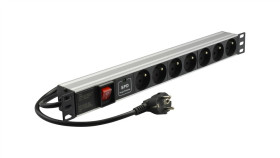 Listwa Zasilająca Antyprzepięciowa Rack 19 Cali 1U 7 Gniazd Z Wyłącznikiem...