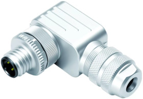 Plug, M12, 4 pole, clamp connection, screw locking, angled, 99 1525 824 04