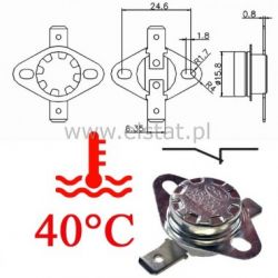 Termostat bimetaliczny 250VAC 10A 40°C poziomy NC