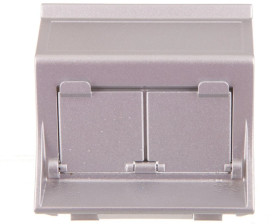 Simon Connect Płytka S500 2x RJ z osłonami skośna do adapterów MD aluminium 50000086-033