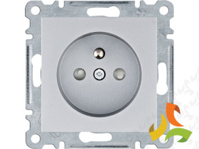 LUMINA Gniazdo pojedyncze z uziemieniem z przesłoną styków srebrne WL1042 HAGER