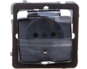 KARO Gniazdo bryzgoszczelne z/u Schuko IP44 klapka przezroczysta białe GPH-1SS/m/00/d