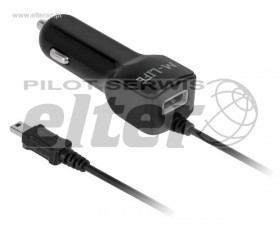 Ładowarka samochodowa miniUSB + USB 2,1A