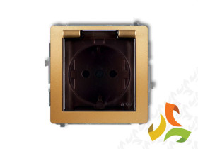 DECO Gniazdo hermetyczne z uziemieniem schuko (klapka dymna przesłony torów prądowych) złoty 29DGPB-1sdp KARLIK