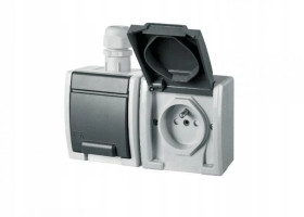 Aquant gniazdo hermetyczne podwójne natynkowe IP65