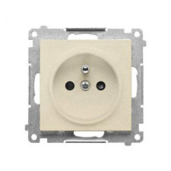 Simon 55 Gniazdo wtyczkowe pojedyncze z uziemieniem i przesłonami (moduł) 16 A 250 V, szybkozłącza Szampański mat TGZ1CZ.01/144