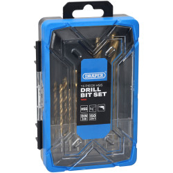 Draper 18549 (EBS15HSS) 15 Piece Titanium Nitride Coated HSS Drill Bit Set