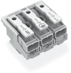 Luminaire connection terminal, 3 pole, 0.5-2.5 mm², white, push-in wire connection, 24 A, 294-8093/3025-000