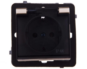 SONATA Gniazdo bryzgoszczelne z/u Schuko IP44 klapka przezroczysta szampański złoty GPH-1RS/m/39/d