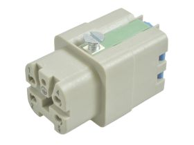 Gniazdo; Han A; 09200042733; 4 tory; 3A; poliwęglan; proste; śrubowy; 10A; 400V; szary; srebrzone; 0,5÷2,5mm2; IP65; Harting; Ro