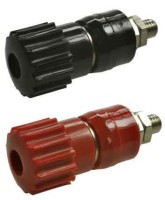 BAN-G-LSS5-BR Gniazdo bananowe, laboratoryjne duże- czerwone+czarne kpl. długość: 39mm, 20A, zacisk M5