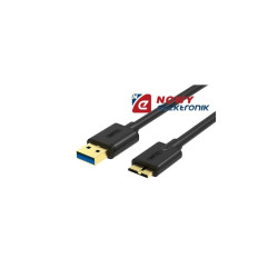 Kabel USB 3.0 Wt.A/Wt.Mikro B 1m Y-C461GBK UNITEK Mikro USB B, do dysków