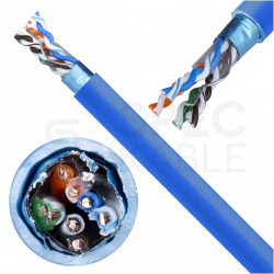 Kabel sieciowy F/UTP kat.5 skrętka 4x2x0,5mm wewnętrzny Dca bezhalogenowy LSOH niebieski Telegärtner