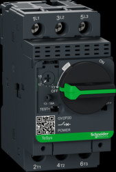 Motor protection switch, 3 pole, 13 to 18 A, 8 kW, 18 A, screw connection, GV2P20