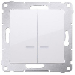 Łącznik świecznikowy podwójny SIMON 54 biały 10AX z podświetleniem LED Kontakt Simon DW5BL.01/11