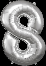 9906293 AMSCAN foil balloon, number 8, silver
