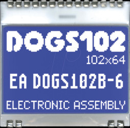 EA DOGS102B-6 LCD graphic module with display RAM, 33.6 x 22.4 mm, white / blu