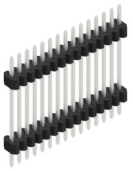 Pin header, 15 pole, pitch 1.27 mm, straight, black, SLVW611715Z