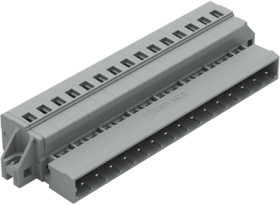 Pin header, 15 pole, pitch 5 mm, angled, gray, 231-615/019-000