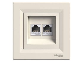 ASFORA Gniazdo komputerowe podwójne 2xRJ45 kat.5e krem z ramką EPH4400123 SCHNEIDER ELECTRIC