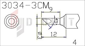 Grot Q305-3CM ścięty minifala 3mm z czujnikiem temperatury do QUICK303D