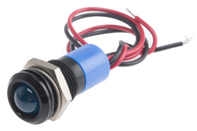 Lampka kontrolna do montażu panelowego 24V dc, niebieska 14mm LED Wyprowadzenia RS PRO