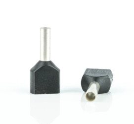 Insulated twin wire end ferrule, 1.5 mm², 16 mm/8 mm long, DIN 46228-4, black, BYB-4-18H0093