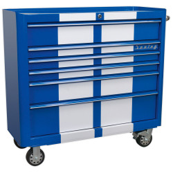 Sealey AP41206BWS Rollcab 6 Drawer Wide Retro Style - Blue with White Stripes