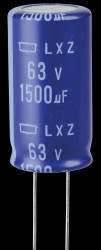 ELXZ630ELL152MM35S Elko radial, 1500 µF, 63 V, 105°, Low ESR, 18x35 mm, RM 7.5
