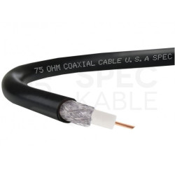 Kabel koncentryczny 75ohm RG6ż Dual-Shield 1,0/4,8/7,0mm Cu (oplot Al) antenowy zewnętrzny żelowany czarny Cabletech
