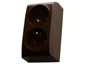 BIS Gniazdo podwójne z uziemieniem z przesłonami torów prądowych brązowy GN-2BZP/24 OSPEL