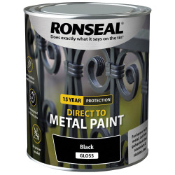 Ronseal 39195 Direct to Metal Paint Black Gloss 750ml