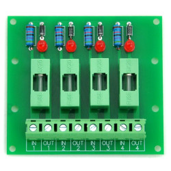 Electronics-Salon 5~48VDC 4 Channel Fuse Board, with Fuse Fail Indication.