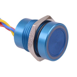 PBAR1AF1000N0B APEM Blue LED 12VDC Momentary NO 16mm Piezo Switch Prewired IP68