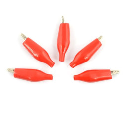 Złącze krokodylkowe 27mm czerwone - 5szt.