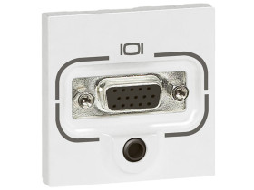 MOSAIC Gniazdo HD15 żeńskie + jack 3,5 mm złącza śrubowe 2 moduły białe 078774 LEGRAND