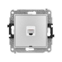 ICON Mechanizm gniazda komputerowego pojedynczego 1xRJ45, kat. 6, 8-stykowy, bez pola opisowego srebrny metalik 7IGKBO-3