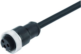 Sensor actuator cable, 7/8&quot;-cable socket, straight to open end, 3 pole, 2 m, PUR, black, 13 A, 77 1430 0000 50003-0200