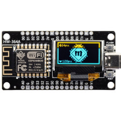 ESP8266 NodeMCU z wyświetlaczem OLED 0,96" 128x64px I2C CH340 z USB-C niebiesko-Żółty
