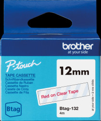 BTAG132 Labelling tape, red on clear, 12 mm, Btag