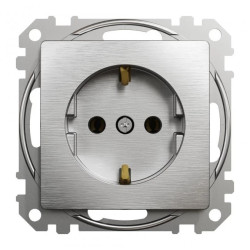 Gniazdo schuko, szczotkowane aluminium, efekt metalu, Sedna Design i Elements SDD170025