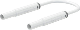 Safety measuring lead with (4 mm lamella plug, straight) to (4 mm lamella plug, straight), 0.5 m, white, silicone, 1.0 mm², CAT